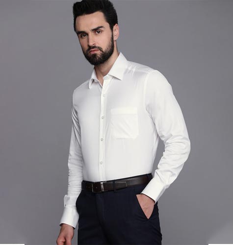 Men White Pure Cotton Full Sleeves Classic Formal Shirt | mytrendztoday